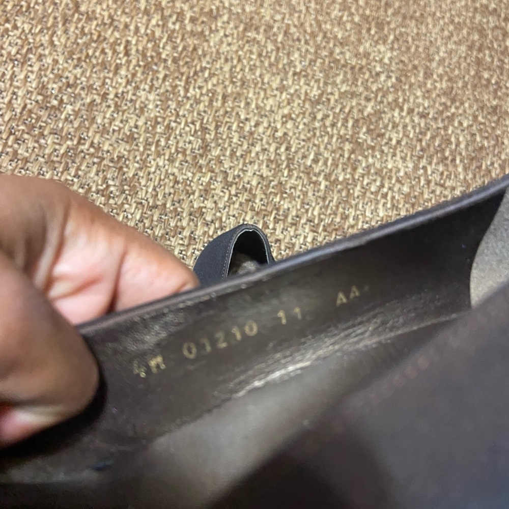 Vintage Stuart Weitzman Dark Brown Flats with Square Buckle & block heel, 11. - Picture 9 of 10
